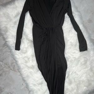 Draped Black Midi Dress